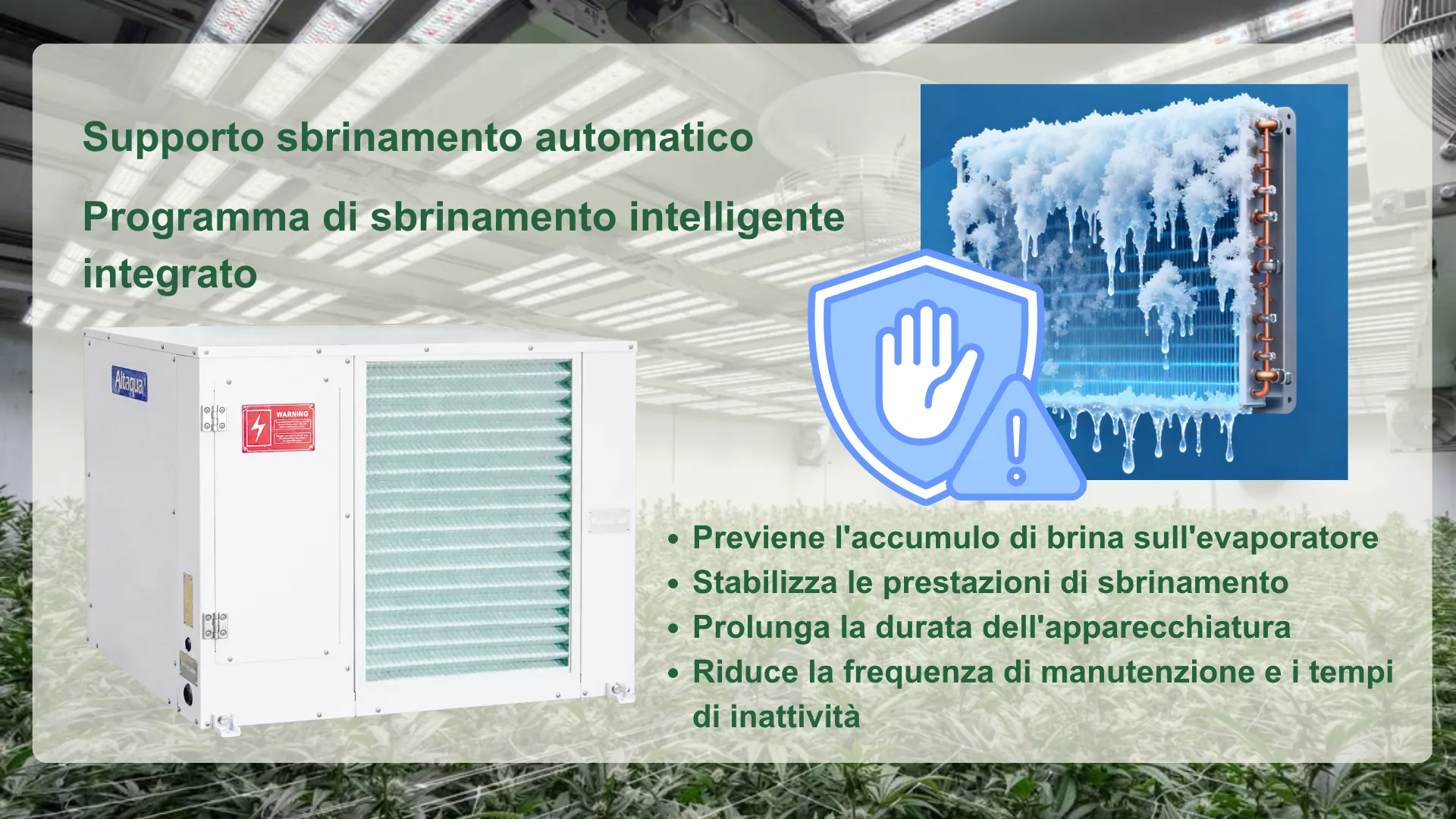 Altaqua-commercial-grow-room-dehumidifier-Automatic-Defrost-Support